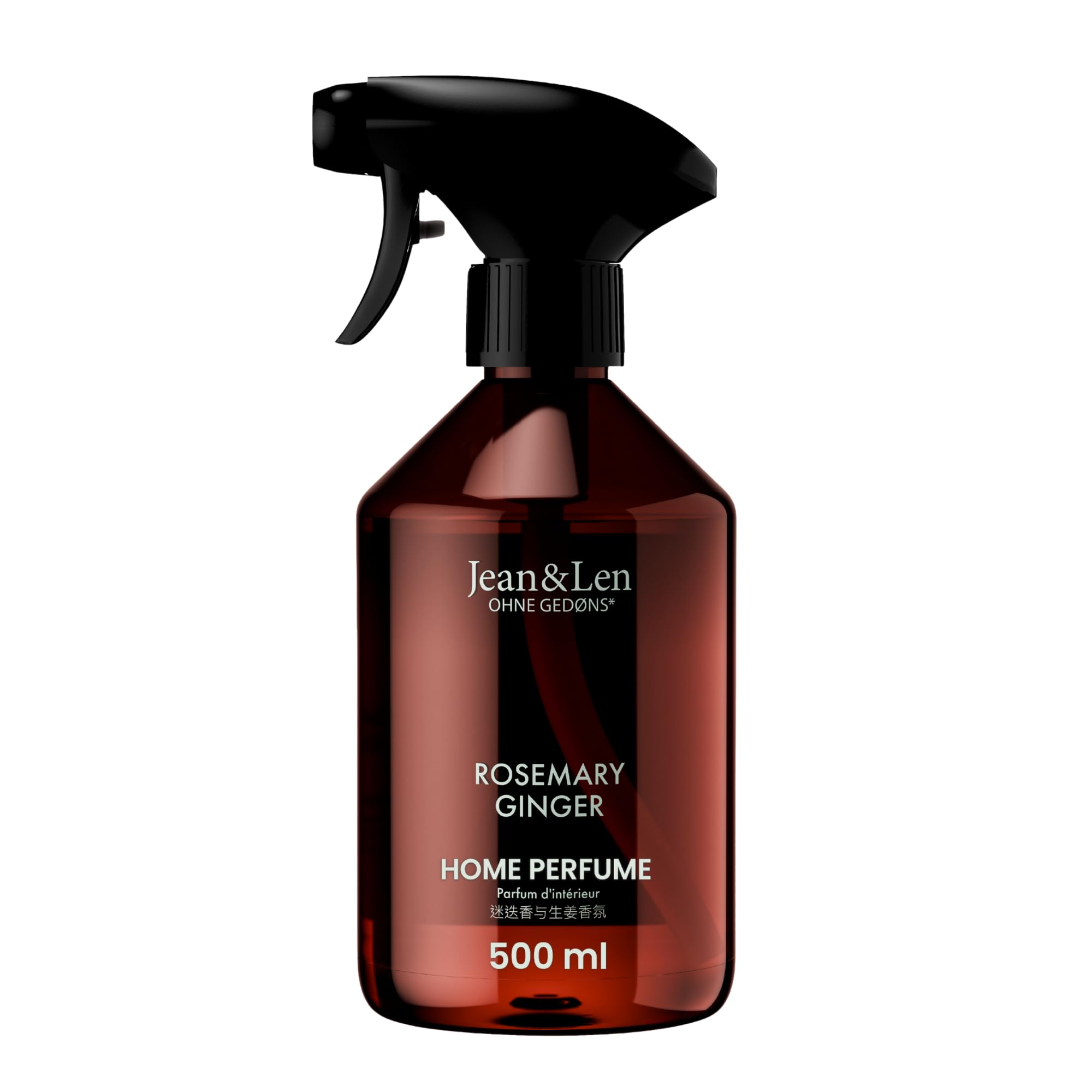 Jean & Len Home Perfume Rosemary & Ginger, ambientador con aroma especiado y fresco, refresca con un solo pulverizado, spray de ambiente de diseño minimalista, 500 ml
