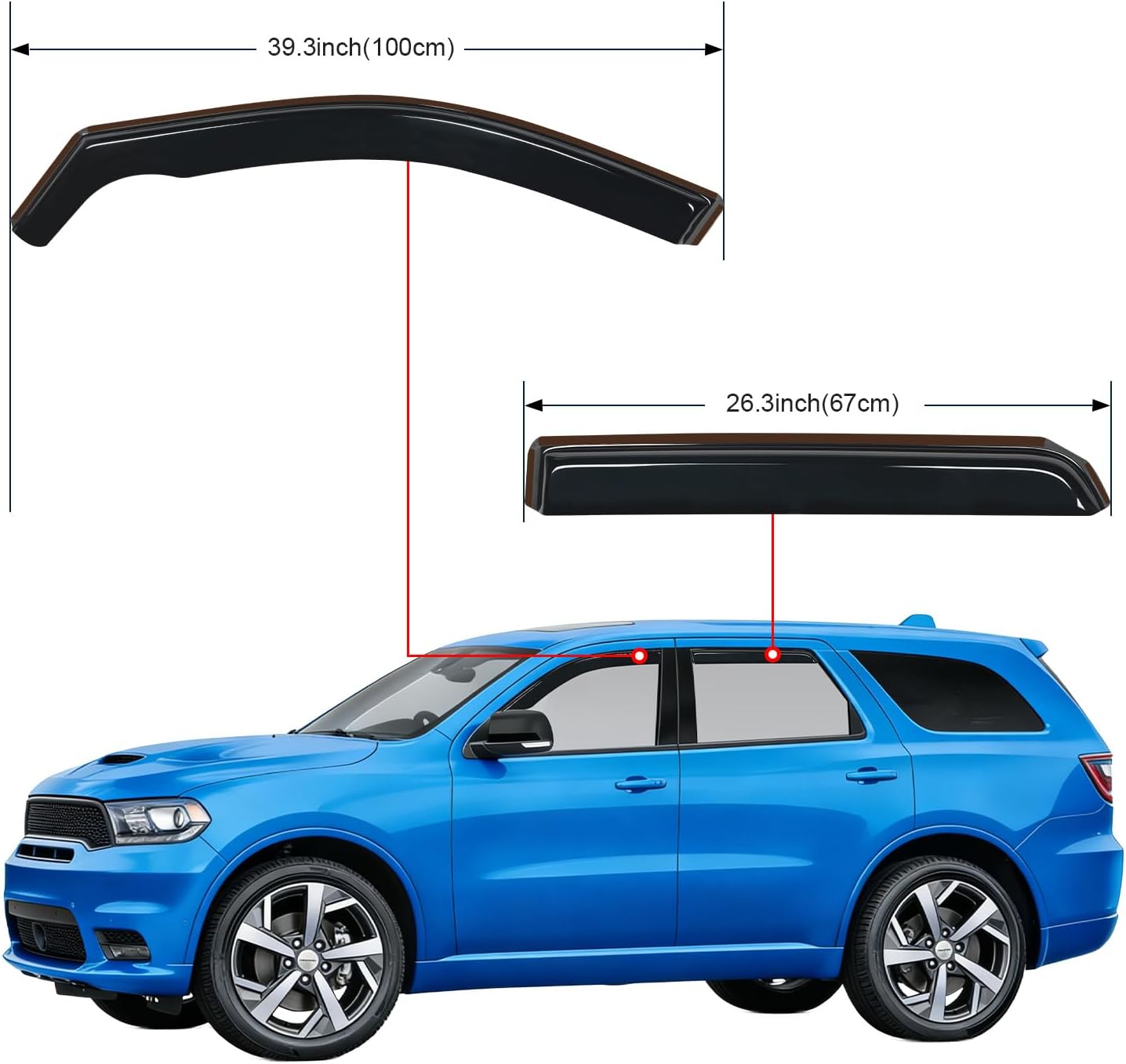 Nilight Window Visor Compatible with Dodge Durango 2011-2022 2023 2024 2025 2026 in Channel Window Deflectors Sun Shades, Rain Guards Acrylic-4pcs
