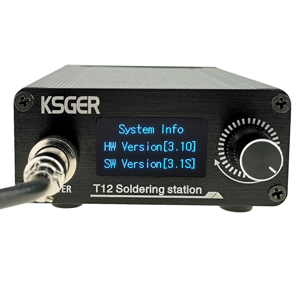 KSGER STM32 V3.1S T12 Soldering Station OLED Temperature Controller Electronic Welding Iron Tips Handle Aluminum Alloy Case Power DIY Aluminum Alloy Handle Equipments 110V T12 Iron Tips K ILS D24