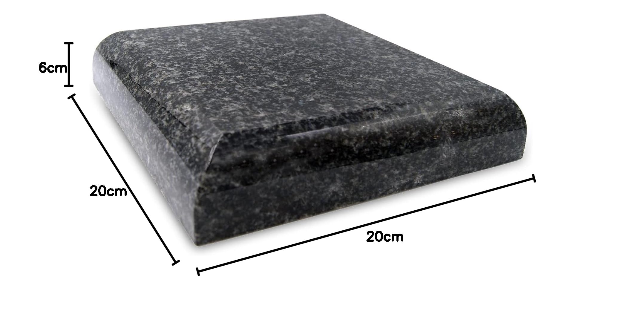 Lampen und Vasensockel eckig 20x20x6 cm aus Schwedisch Black Handmade Granitsockel für Grablaterne Vasen