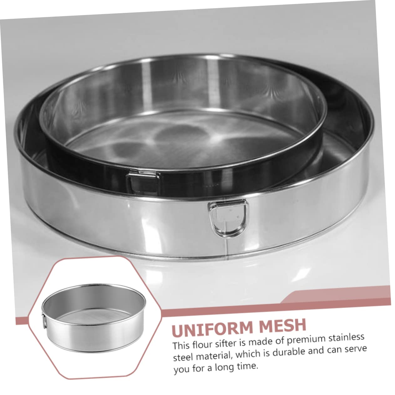 Setaccio Per Farina In Acciaio Inox - 40 Maglie, Diametro 10-21 Cm | Colino Fine Per Farina, Zucchero A Velo, Cacao