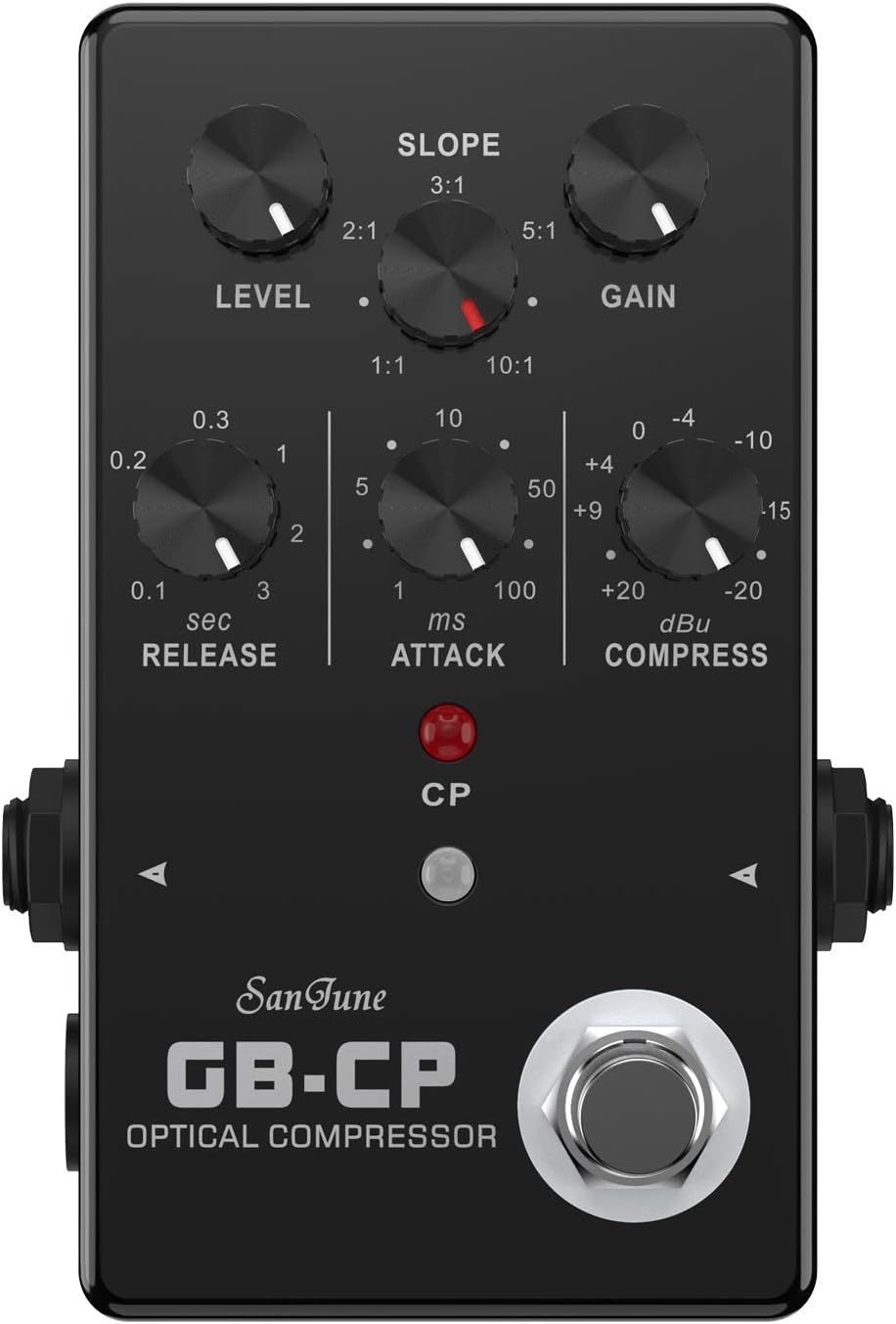 SanJune GB-CP Optical Compressor Guitar and Bass Effects Pedal, Black