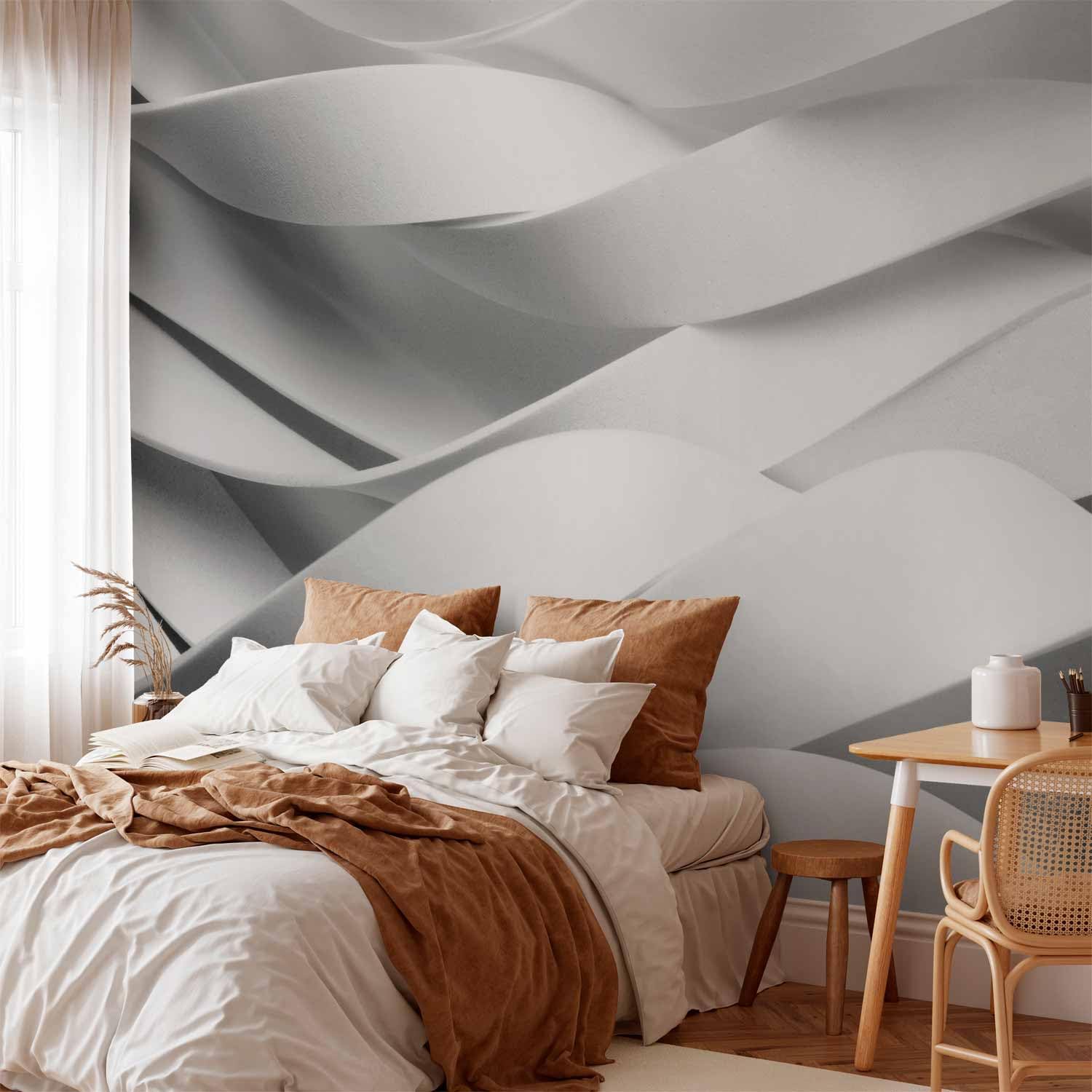 murando - Carta da Parati Moderna per Soggiorno, Effetto 3D, 400x280 cm | Fotomurali in TNT, Decorazione da Muro XXL, Poster Giganti da Parete, Effetto, Bianco, Produzione Europea