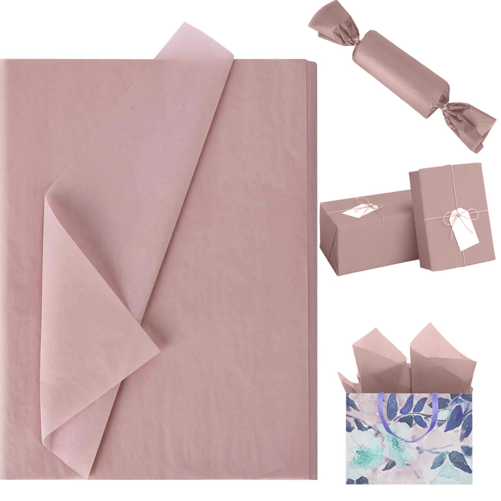 120 Sheets Pink Tissue Paper Dusty Pink Gift Wrapping Tissue Paper Bulk DIY Art Craft Tissue for Gift Bags Valentine’s Day Wedding Birthday Baby