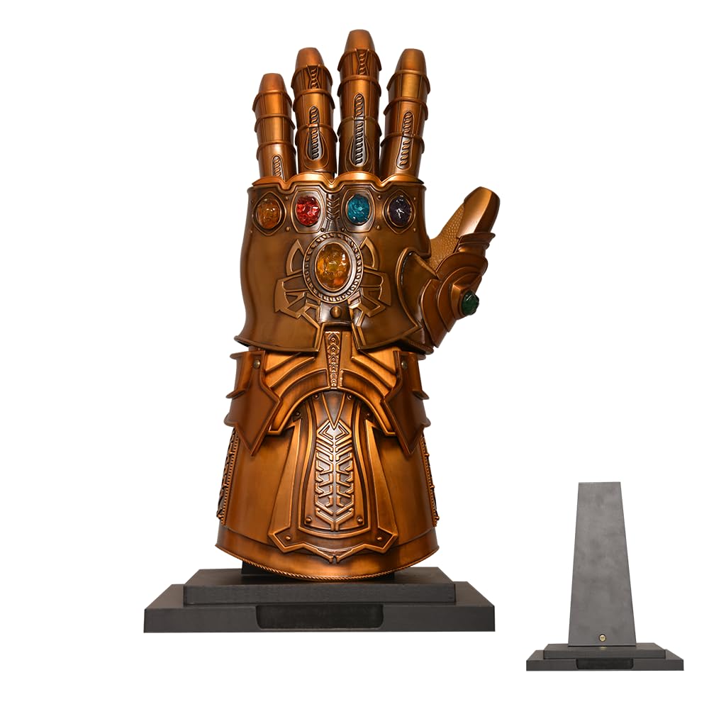 Sword Valley Cinematic Universe Thanos Infinity Gauntlet Glove - LED Light-Up Collectible Gauntlet – Zinc Alloy & Rubber Construction, 40cm/15.75" Length (Cosplay, Display, Light Effects)