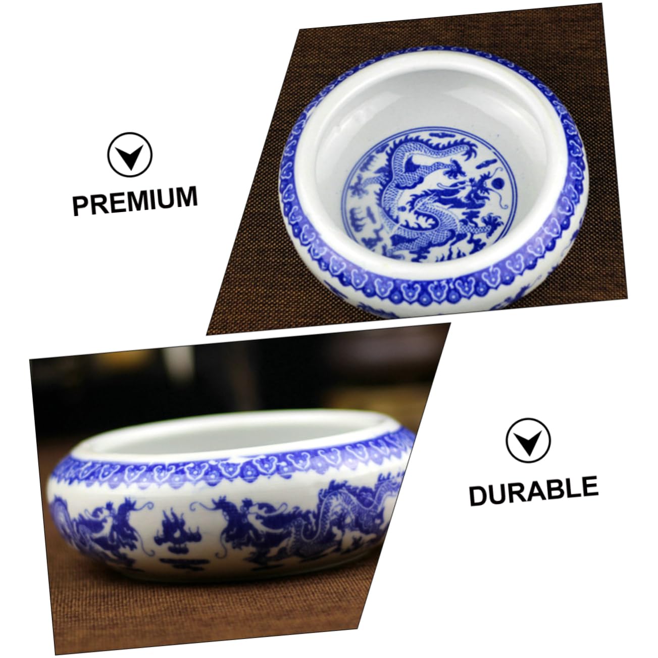 Sewroro Pot De Lavage De Stylos En Céramique Bleu Et Blanc Petit Format, Support Et Cylindre à Pinceaux D’encre Pour Calligraphie, Rangement Fonctionnel Décoratif Pour Bureau Et Maison