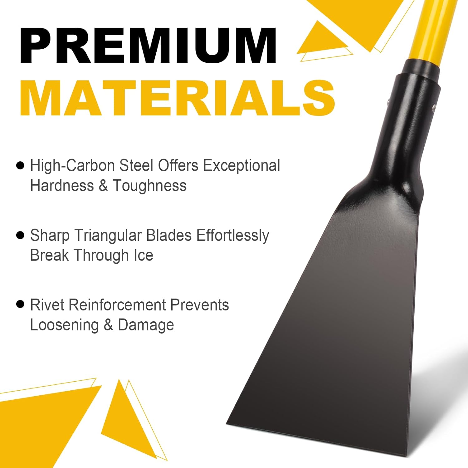 Nohovu Snow Shovel for Driveway Ice Removal, Heavy Duty Ice Scraper with Fiberglass Handle, 56 Inches