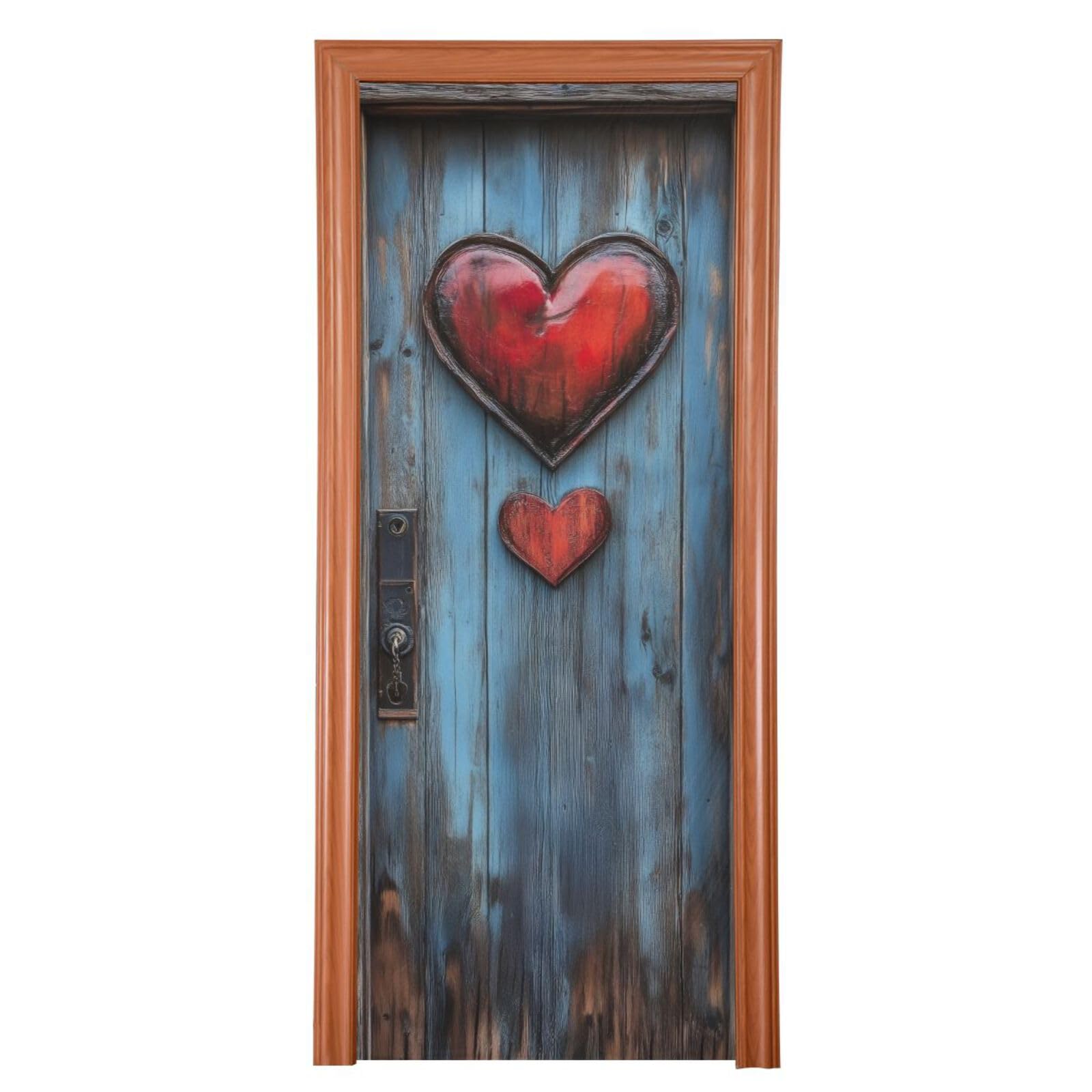 FLildon Valentine's Day Door Heart Door Cover Decoration, Party Accessory Porch Decor for Festive Ornament Room Door Covers 35 x 79 Inch