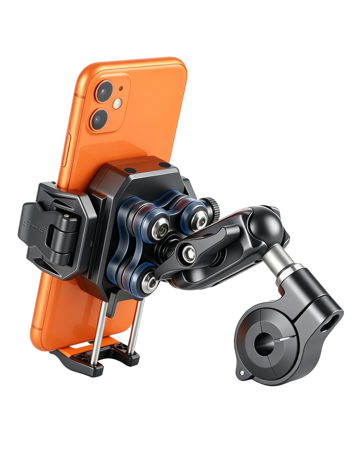 koolehaoda Support Telephone Moto avec Amortisseur de Vibrations [Double Amortisseur] Support de Téléphone Rotatif à 360° pour Moto, Vélo, VTT, UTV, Scooter Compatible avec 5,4-7,2" Smartphone