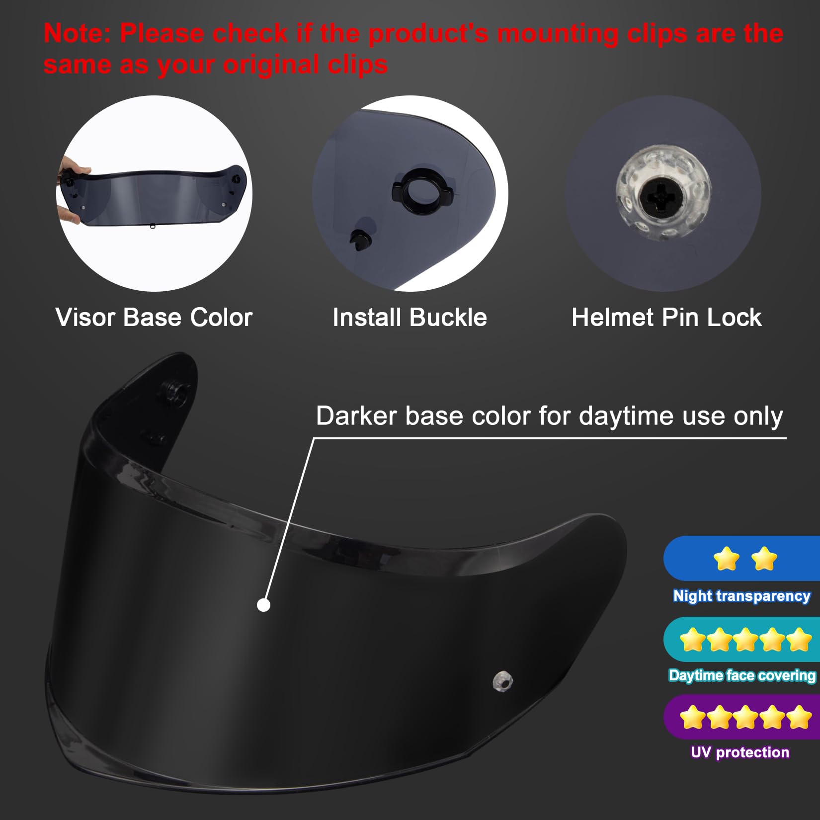PSLER Visiera Casco per LS2 Stream II FF808 - Visiera Colorata Accessori per Casco da Moto Ricambio(Nero)