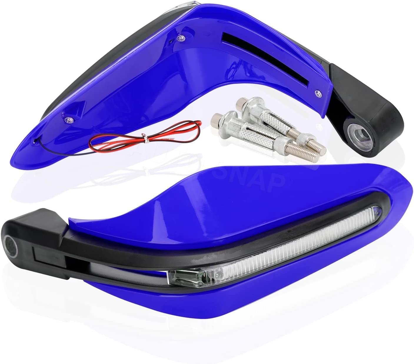 AUTO SNAP 7/8" 22mm Motorcycle Universal Handguards Dirt Bike Hand Guards with DRL Running Light & Bar End Plugs for K-T-M Bike Off Road Color Blue Set of 2 All Bikes