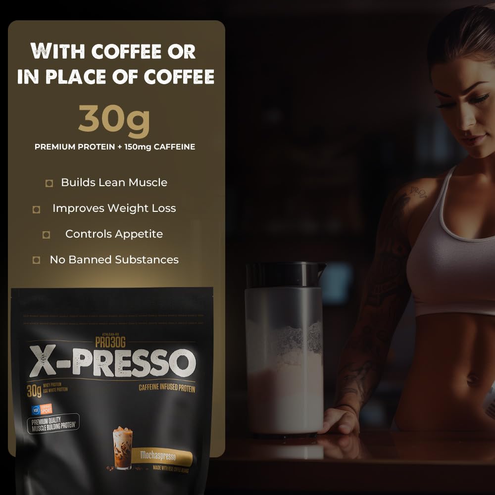 ATHLEAN-X PRO-30G, Xpresso Premium Caffeinated Protein Powder, Mochaspresso, Gluten-Free, Low Sugar, 30g of High Protein Powder for Muscle Recovery & Growth, NSF Certified for Sports — Amazon image 3