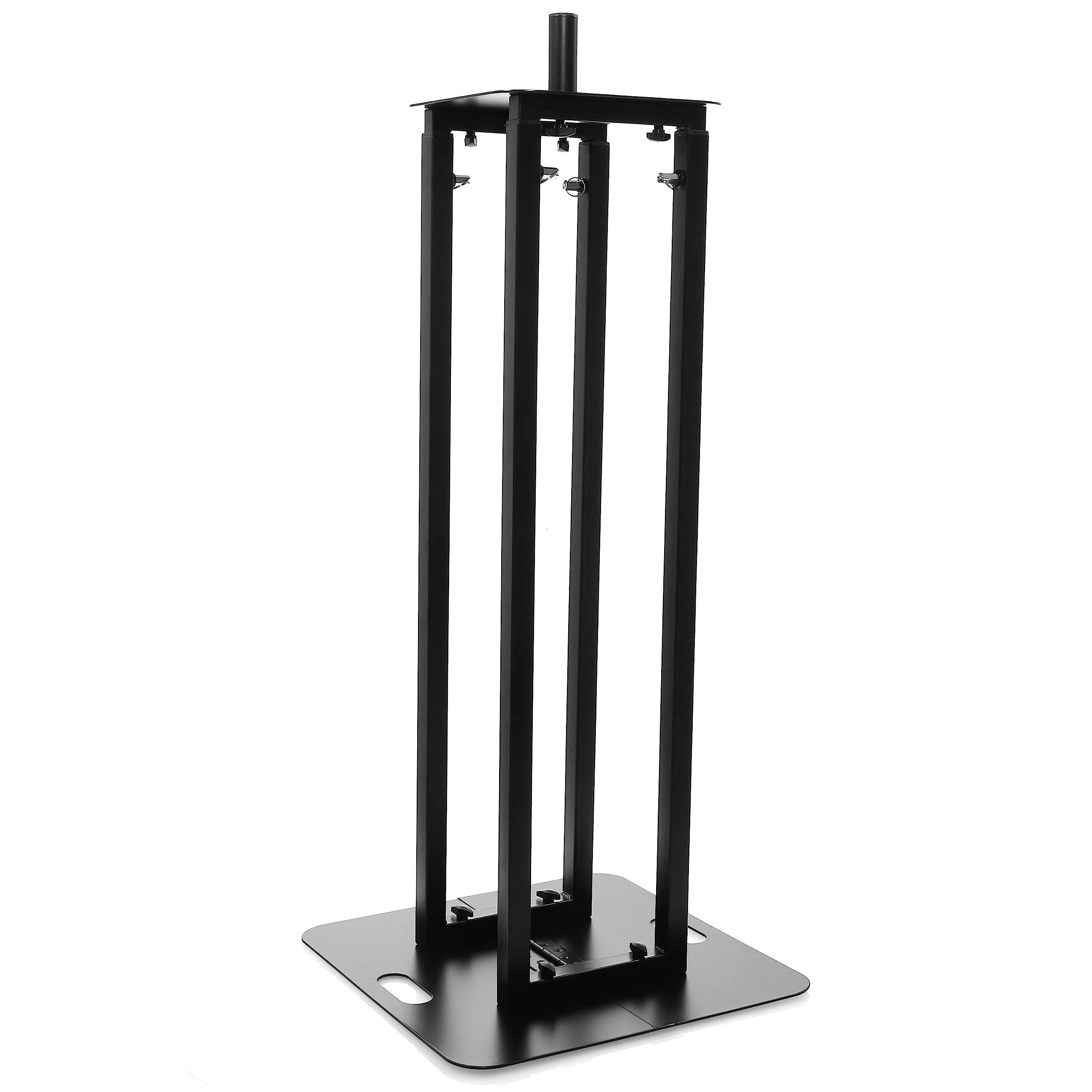 Totem extensible TOT 200-R BK de Plugger, avec lycra noir, fournis avec housse de transport. Mettez en valeur vos équipements et évènements en y installant enceinte, projecteur ou lyre mobile.