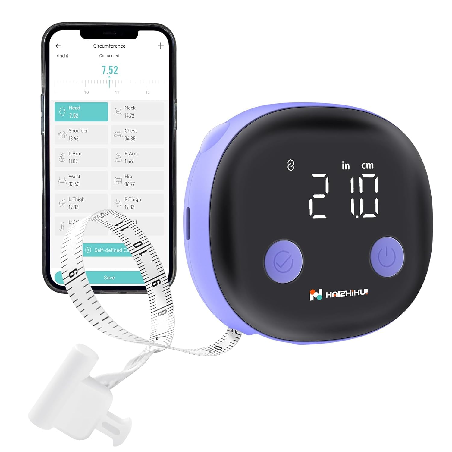 Fitdays Smart Body Tape Measure, Purple, 1.5 m