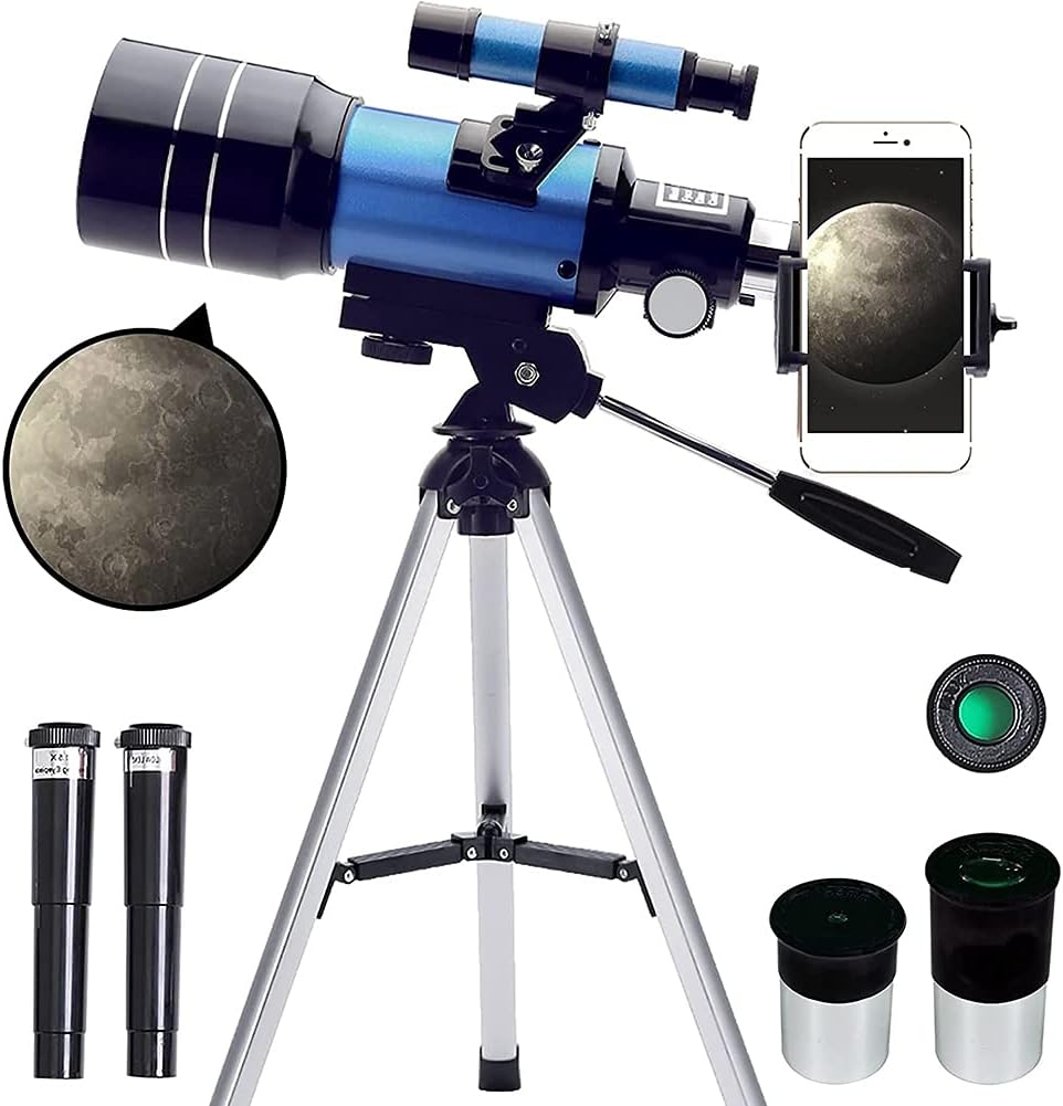Telescope for Adults and Children 70 mm Opening 15X-150X Portable Refractor Telescopes for Beginners 300 mm Telescope