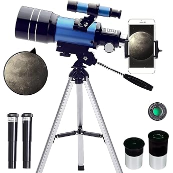 Qweradr Telescope for Adults and Children, 70 mm Opening (15X-150X) Portable Refractor Telescopes for Beginners, 300 mm Teles
