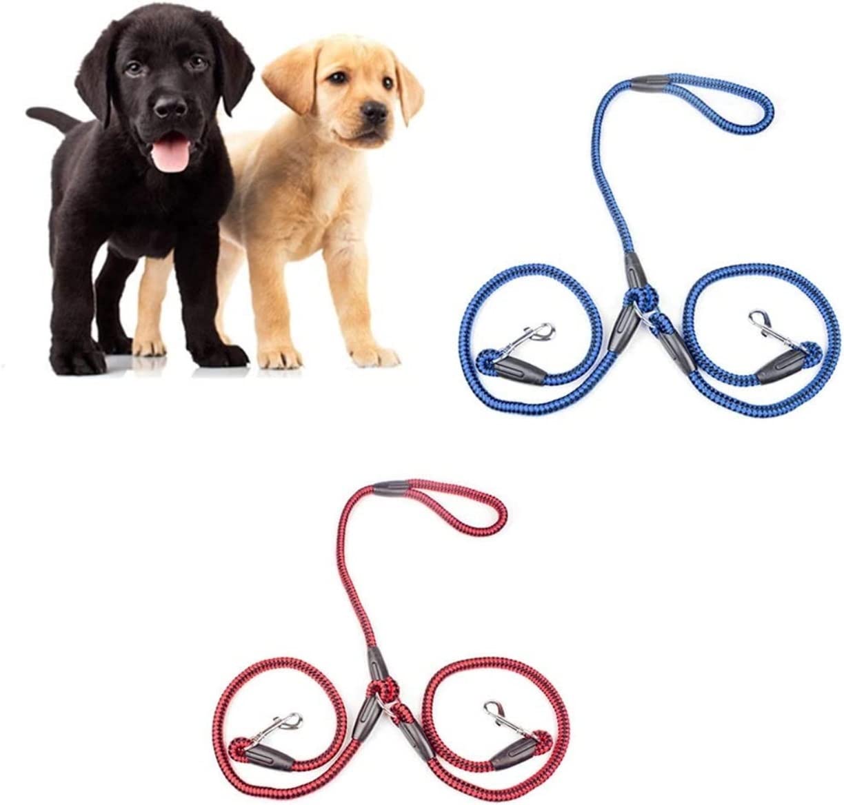 Correa Perro Correr Collar De Perro Mascota Dos Cabezas, Correa Restricción Seguridad Plomo para Cachorros Estilo Doble, Perritos Antideslizantes Reforzada(Rot,1.5 * 120cm)