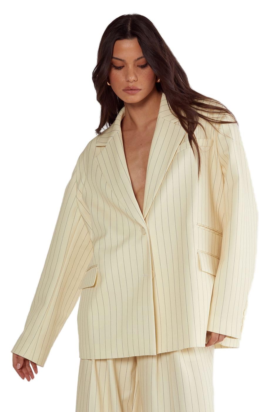 Nasty Gal Women's Butter Pinstripe Tailored Blazer, 6,