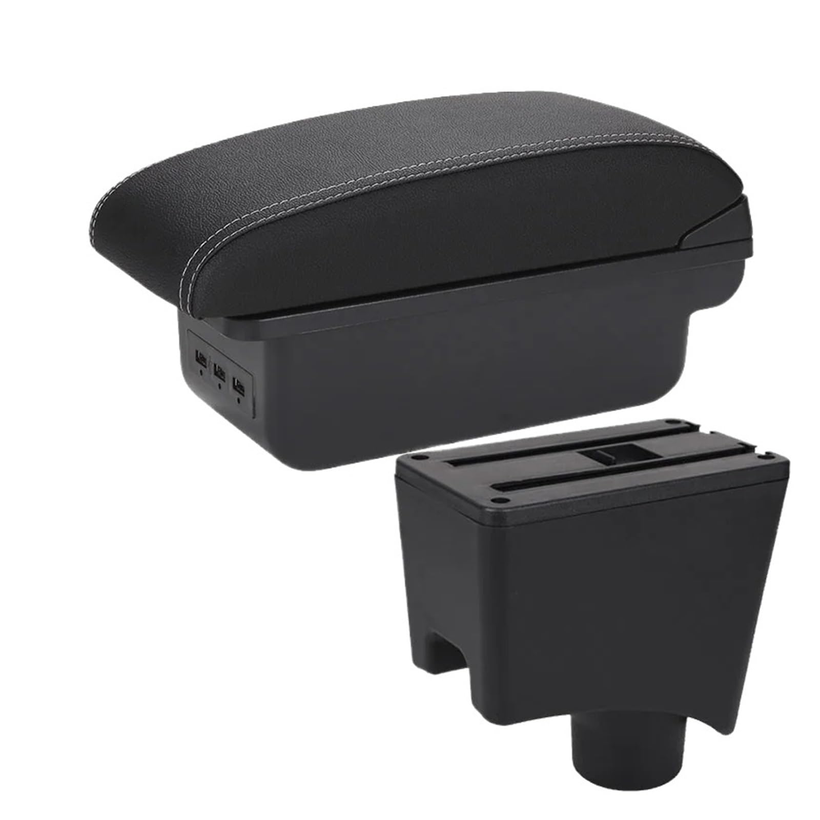 UMDJJU For Sandero Car Armrest Box Storage Accessories Car Centre Console Armrest Box(B3 Black white 3USB)