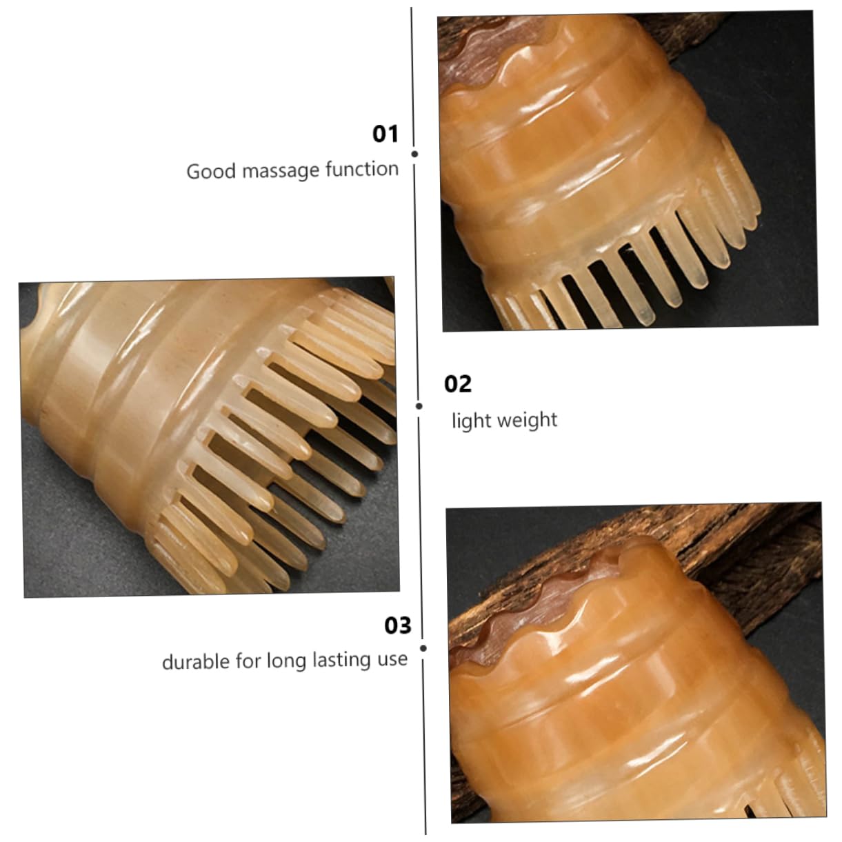 Masajeador de Cuero Cabelludo Cepillo de Champú de Cuerno de Buey Artesanal, Plástico Duradero para Lavado y Masaje del Cabello Color Aleatorio