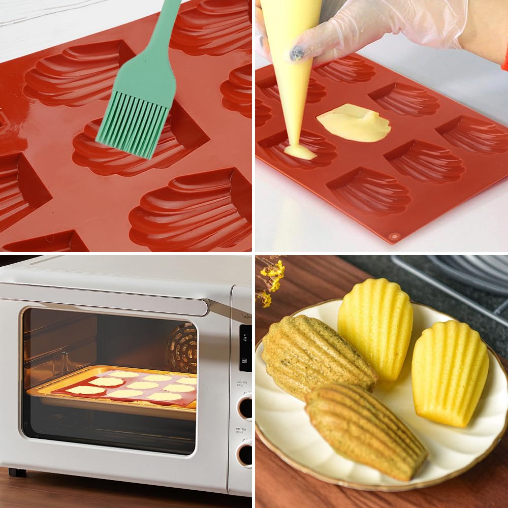 Lot De 3 Moules à Madeleine En Silicone - 9 Cavités Coquille - Antiadhésif, Sans BPA - Résiste -60°C à 240°C - 6