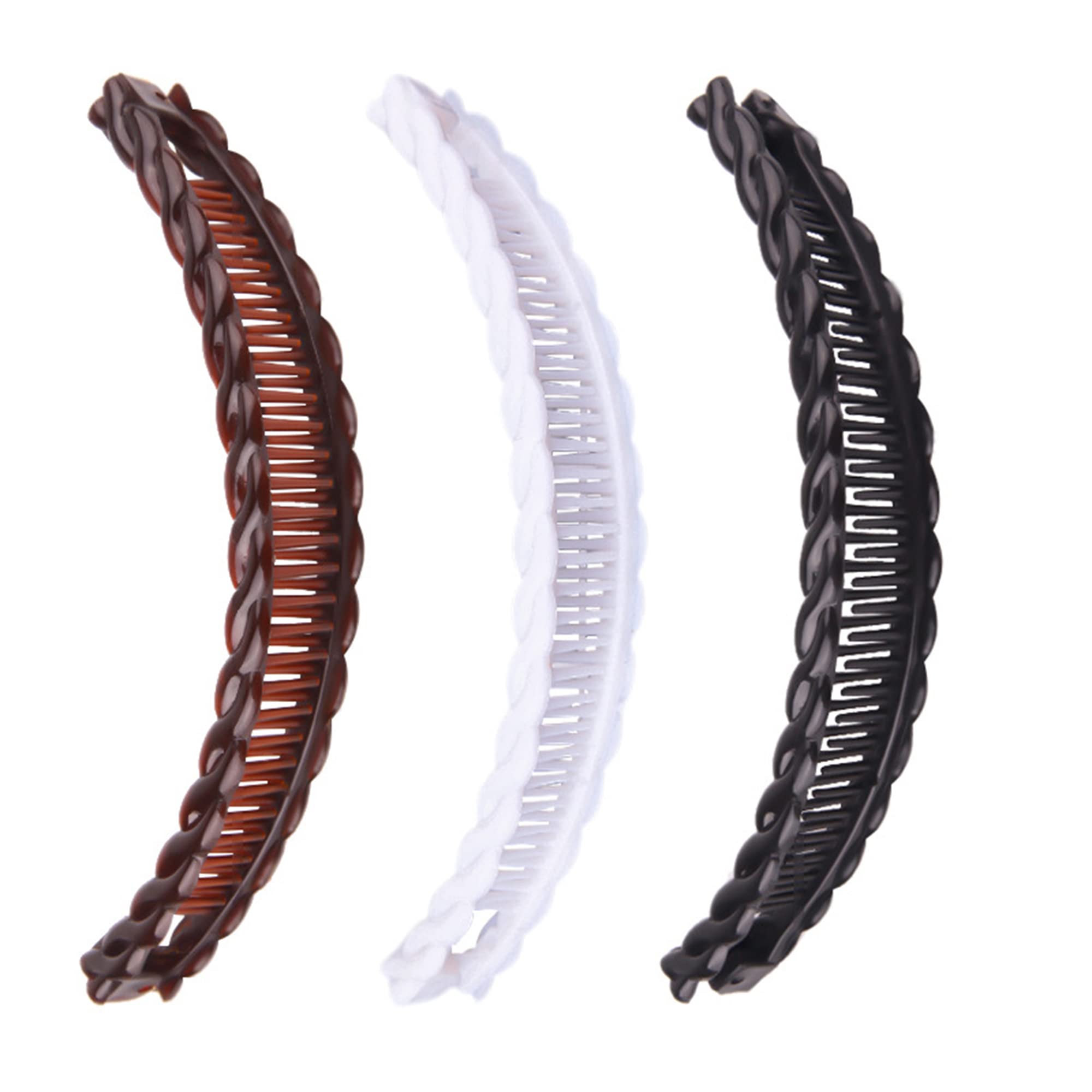 1st Choice Clip - 3 Pieces Banana Combs, Hair Clip Clincher Combs for Girls Women, Vintage Lady Fish Shape Ponytail Clip for Thick Long Hair, 3 Count