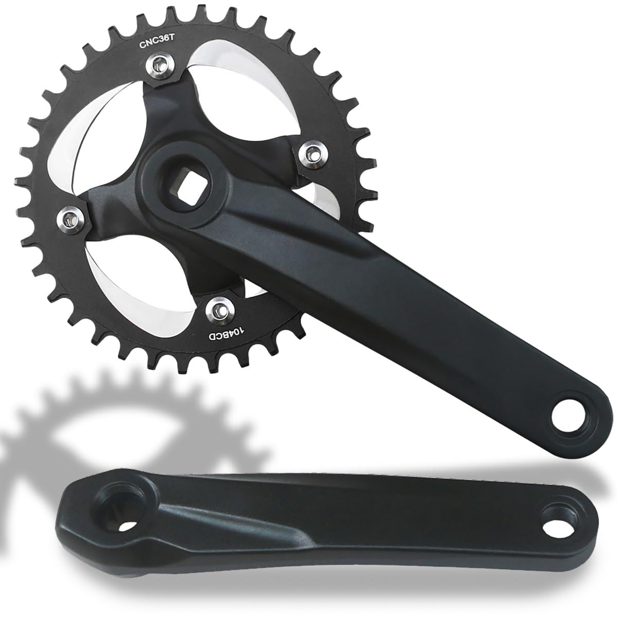 104/64 BCD Set di Pedivelle A Cono Quadrato con 30T/32T/34T/36T/38T/40T/42T Ingranaggio Stretto E Largo 170mm 175mm Guarnitura per Bicicletta da Montagna(170mm,36T)