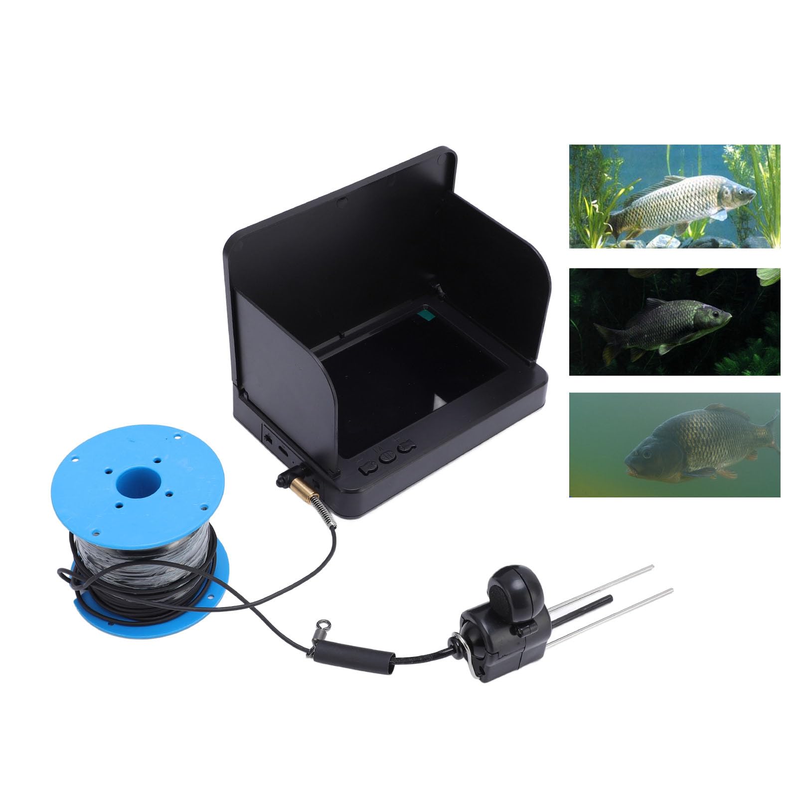 Cámara de Pesca Buscador de Peces con Vídeo Portátil, Submarina con Pantalla Grande de 1080P HD de 5,0 Pulgadas con Lente Gran Angular de 195° para Balsa, Costa, Acuicultura y