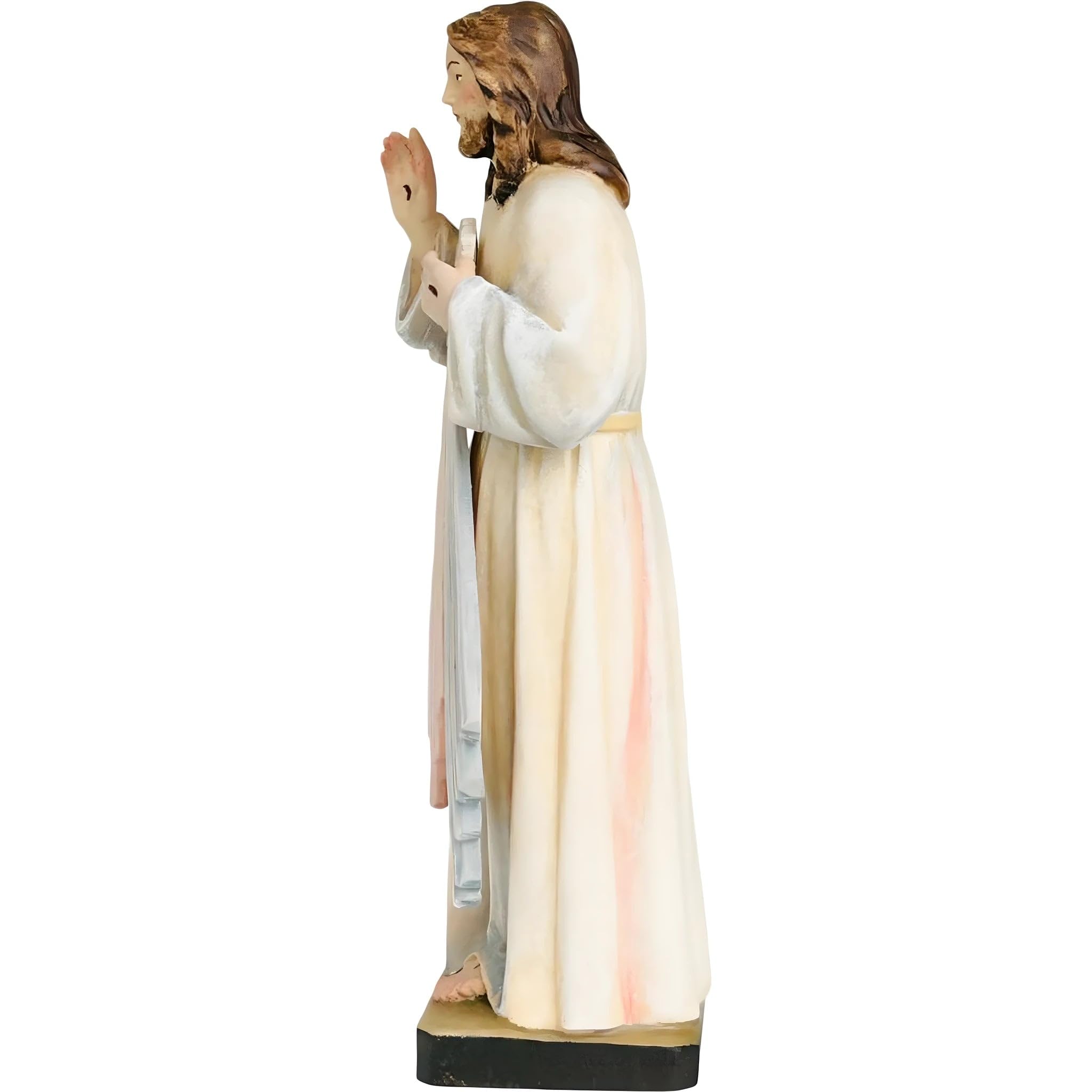 Jesús Misericordioso con rayos de luz de madera 36 cm | Madera natural en Val Gardena | Figura Belén