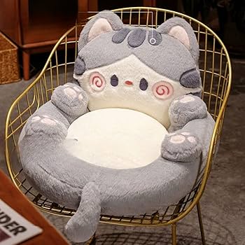 〇３個セット 猫のチェアクッション☆　椅子 クッション 座椅子 猫 グレー 3個セット 猫のチェアクッション☆ 椅子 クッション 座椅子 猫