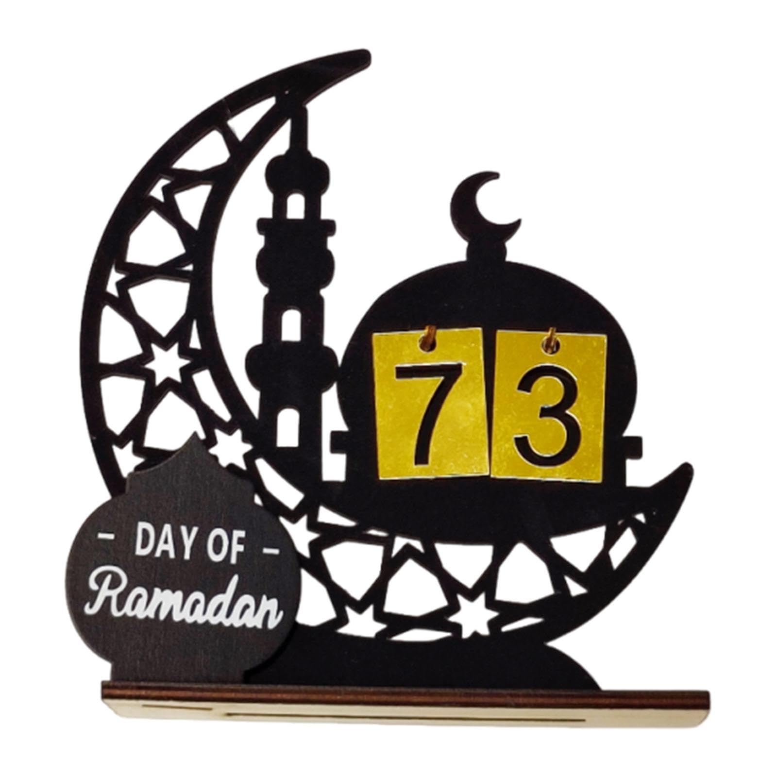 Milageto Ramadan Advent Calendar Ornament, Embellishment Table Centerpiece Sign, Muslim Islamic Novelty Decoration, Home Table Decor, Black