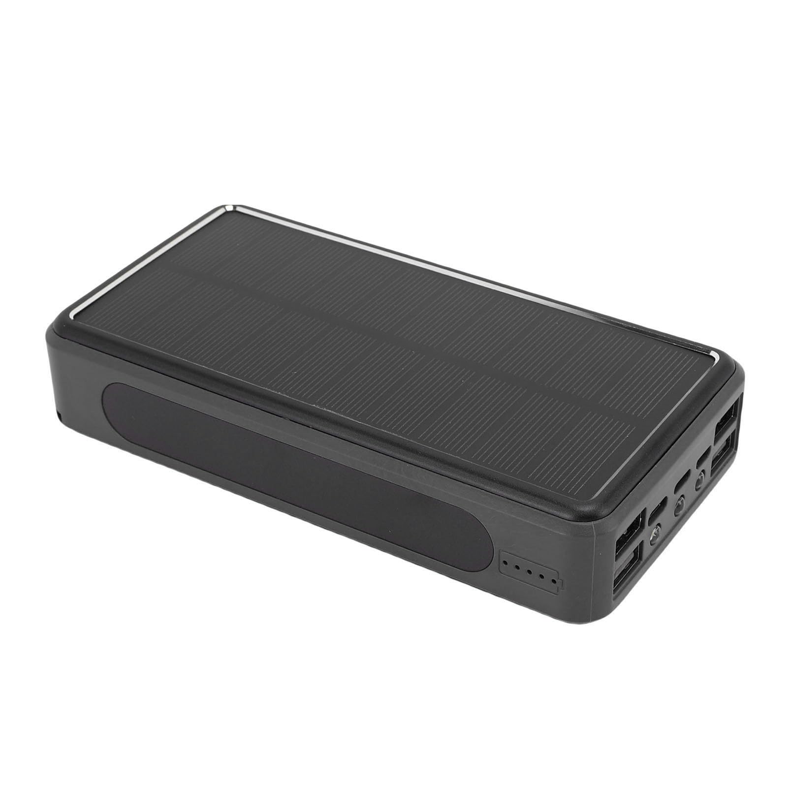 Banque D'énergie Solaire en Alliage D'aluminium, Chargeur USB 50000mAh avec Lumière LED pour Camping d'urgence, Portable (Noire)
