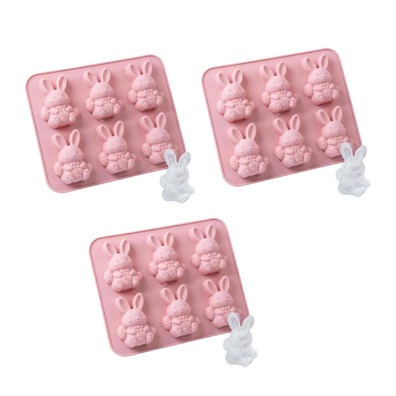 OSNIYAW Easter Bunny Ice Cube Tray, 3D Rabbit Mould, Silicone Moulds for Fun Holiday Drinks and Party Decorations, Permanent Elastomer Ice Cube Tray