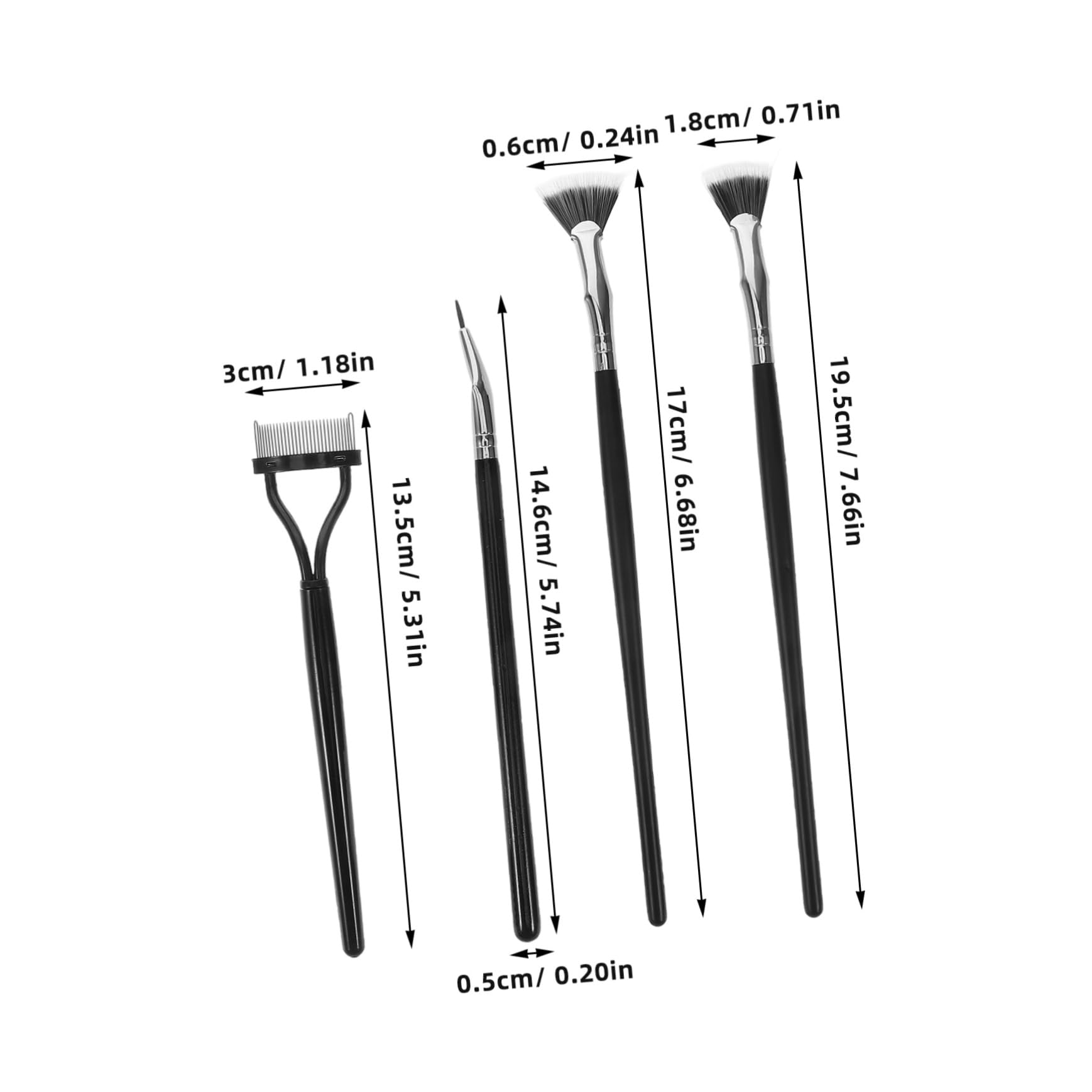 Healeved 5pc Set Eye Makeup Brush Lash Fan Mascara Brush Lash Comb Separator Upper Lower Eyelash Tool