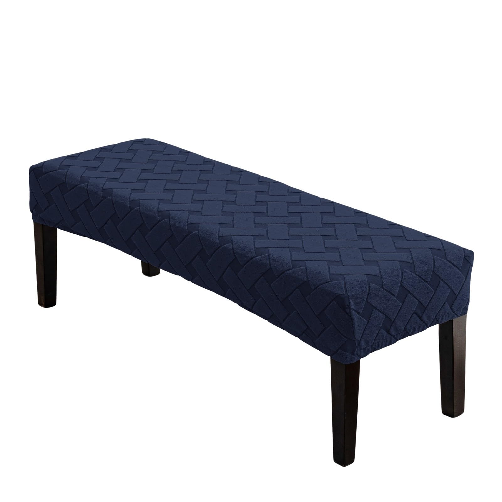 Xiao Ren Navy Blue Dining Bench Covers,Stretch Jacquard Rectangular Bench Seat Protector Cover,For Bedrooms Living Rooms Kitchens(Navy Blue)