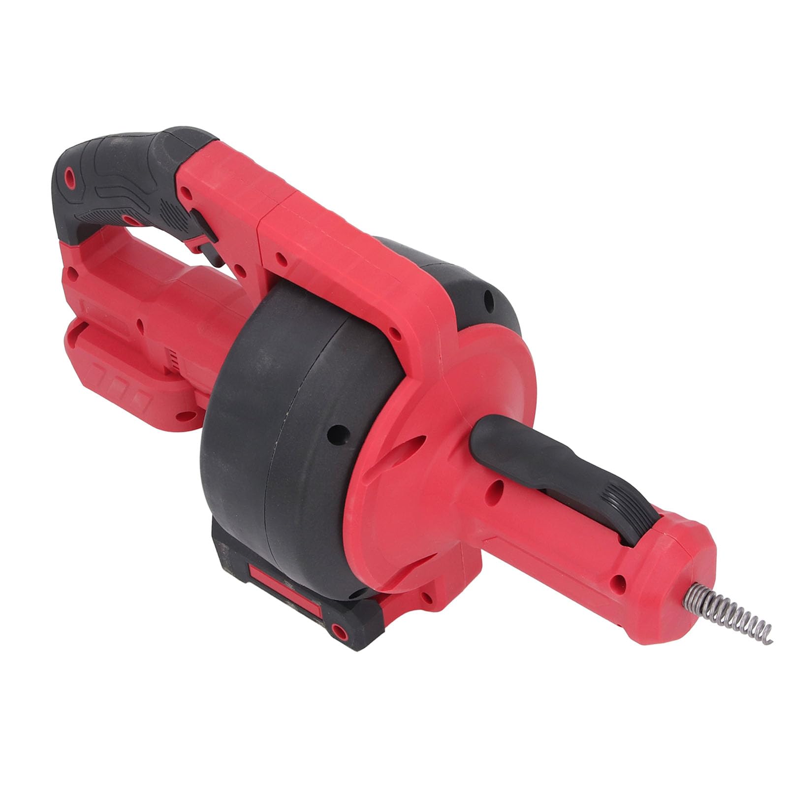 Cordless Electric Drain Auger Flexible Cable Power Hair Removal for Sewer Bathroom Pipe (Red)