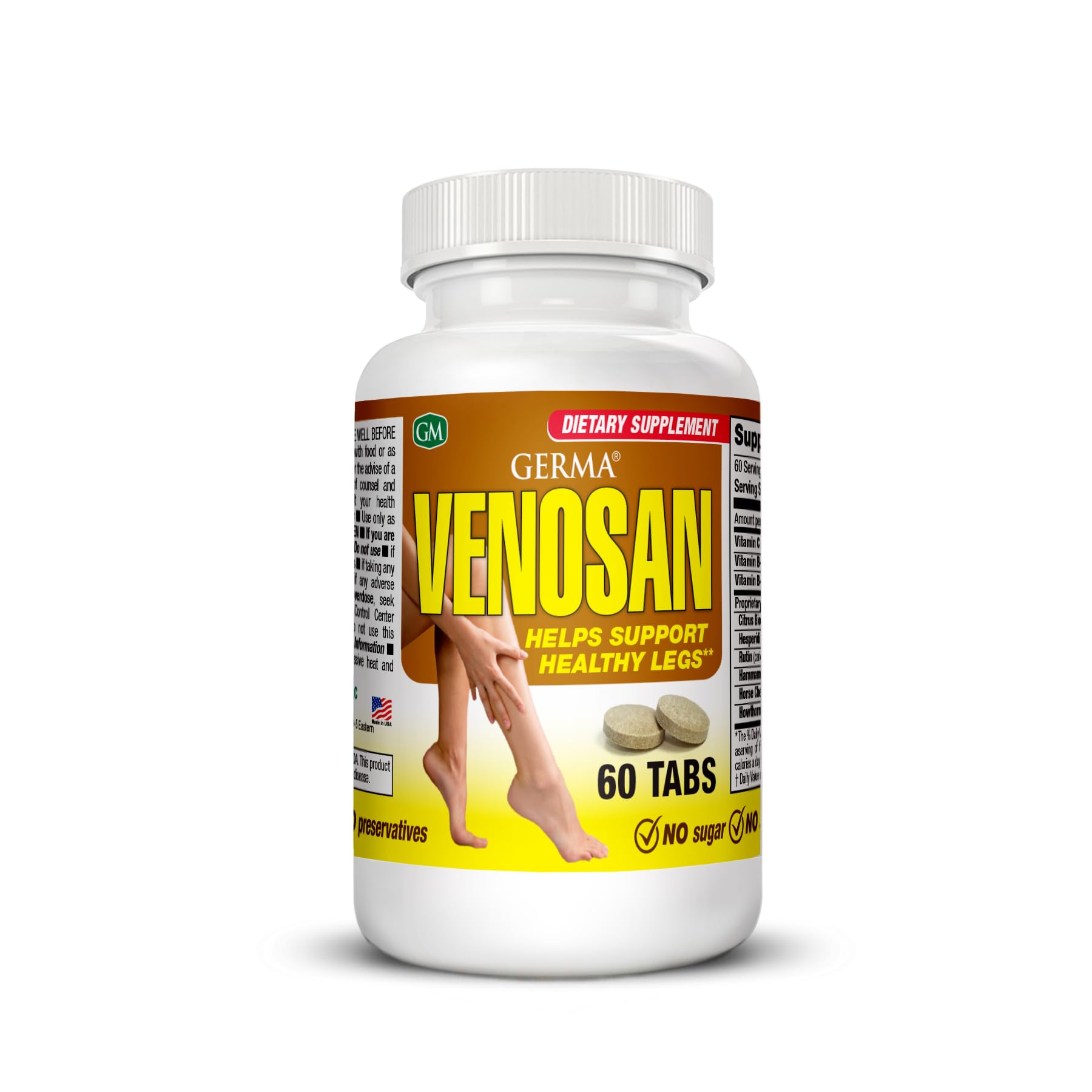 Germa Venosan Dietary Supplement. Removes Heavy Feeling, Strengthens Vein Walls. 60 Tablets — Amazon image 2