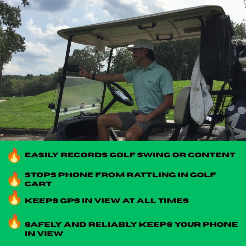 Luna's V3 Golf Cart Phone Mount - Magsafe Compatible Magnetic Golf Cart Phone Holder with Rear Camera Capabilities, Phone Holder for Golf Carts, Golf Cart Accessories for Golfers, Golf Accessories
