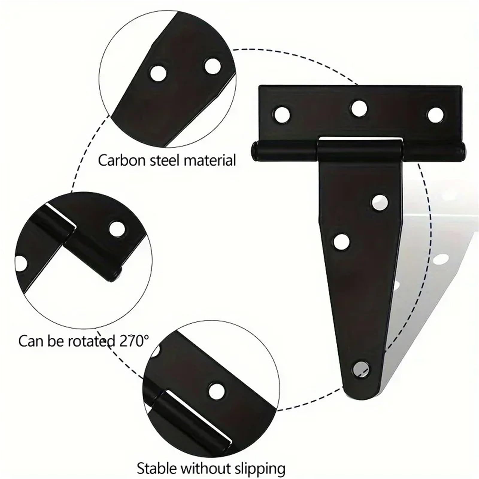 4 bisagras de puerta recubiertas de negro con tornillos for gabinete a prueba de herrumbre(20cm-8in)