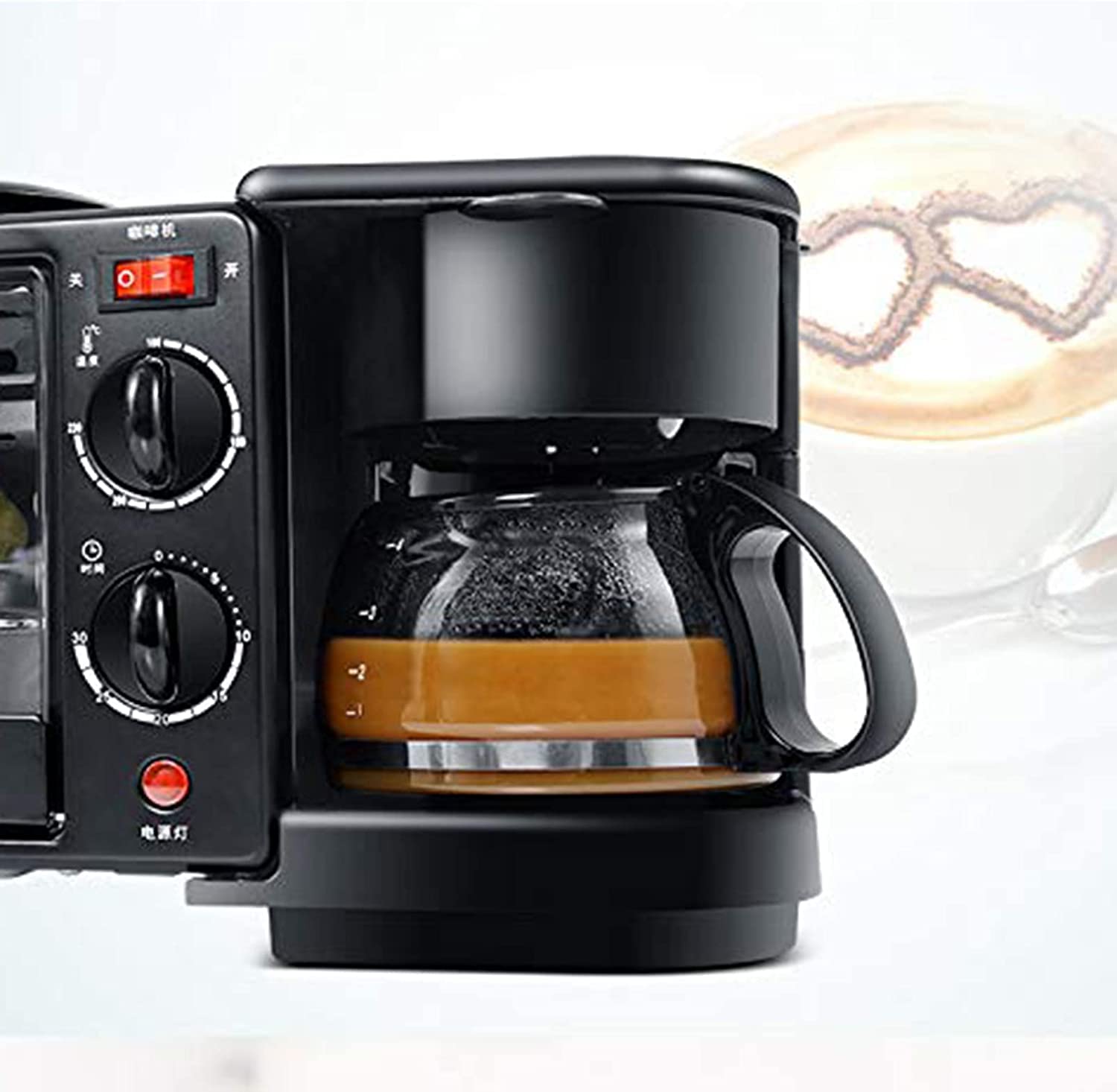 Máquina de Desayuno 3 en 1, Mini Horno, máquina de sándwich a la Parrilla eléctrica Multifuncional, tostadora de Acero Inoxidable con Plancha for Hacer Pasteles de sándwiches de café