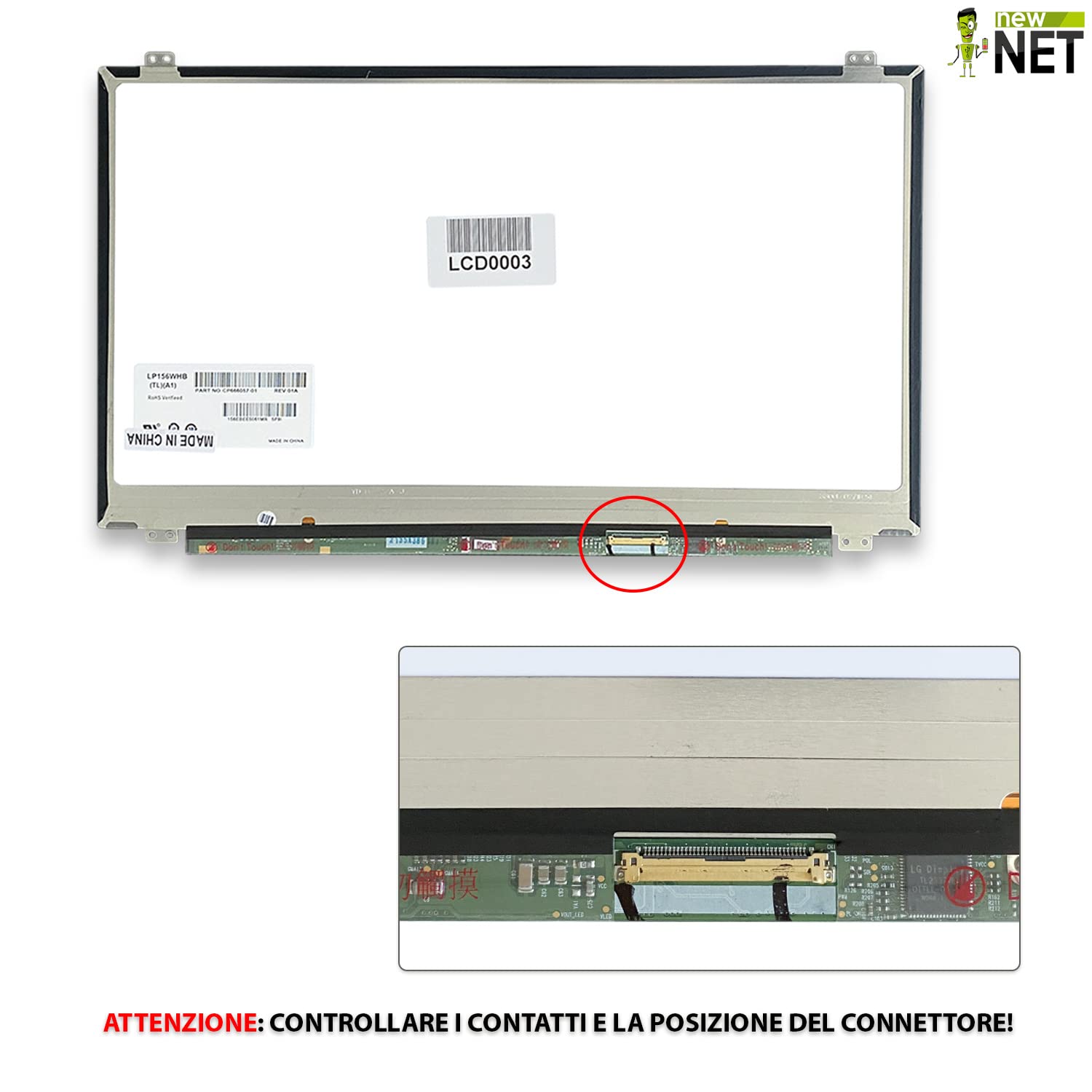 Schermo LCD 15.6 Pollici Per HP Pavilion DV6-7061SA &ndash; Display HD LED Lucido &ndash; Ricambio Compatibile