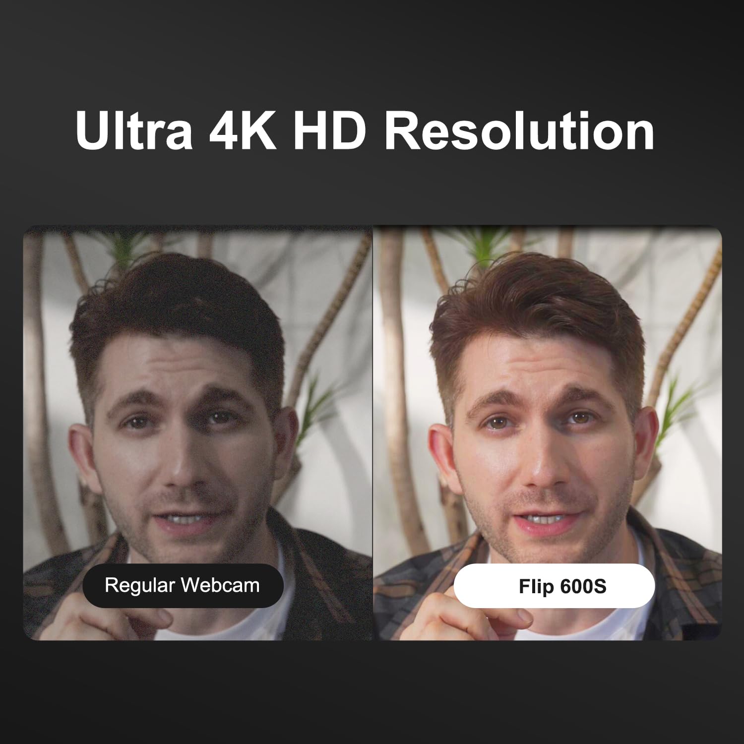 JOYUSING Flip600S 4K Webcam PC - Ultra HD, autofocus PDAF, microphones anti-bruit, FOV 73°, correction lumière, couverture vie privée