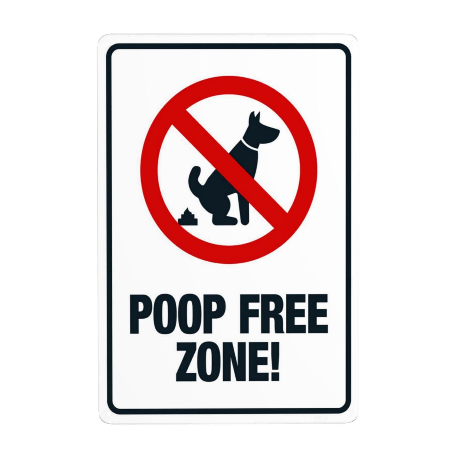 Poop Free Zone Vintage Metal Simple Yard Warning Sign 12x8 Inch