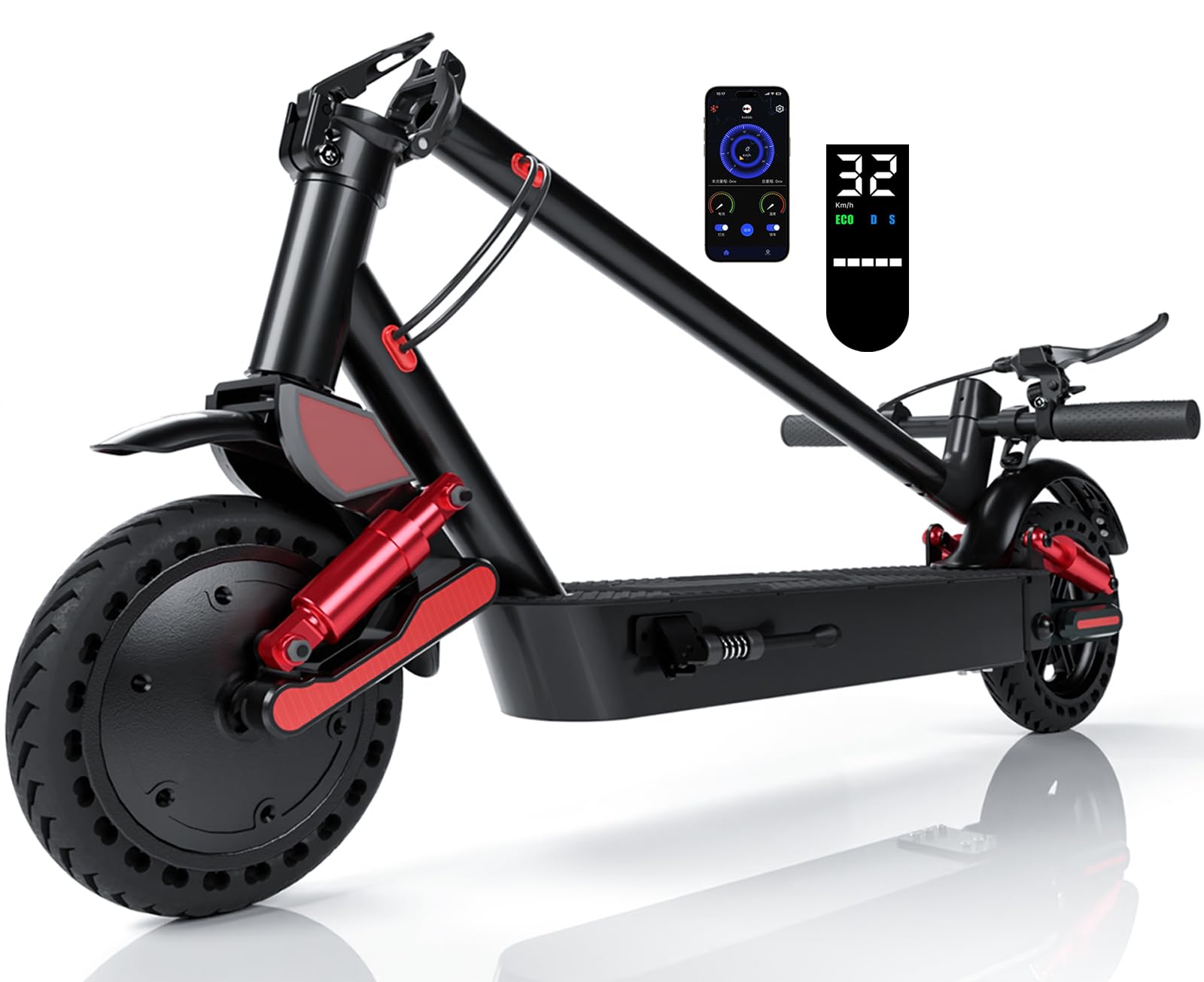 HX D06 Monopattino Elettrico Adulto, Doppia Sospensione, 500W 16/25Ah E Scooter per Città e Leggero Off-Road, Autonomia Massima 55-85 km, Display Multifunzione - Pneumatico Pieno 8.5"