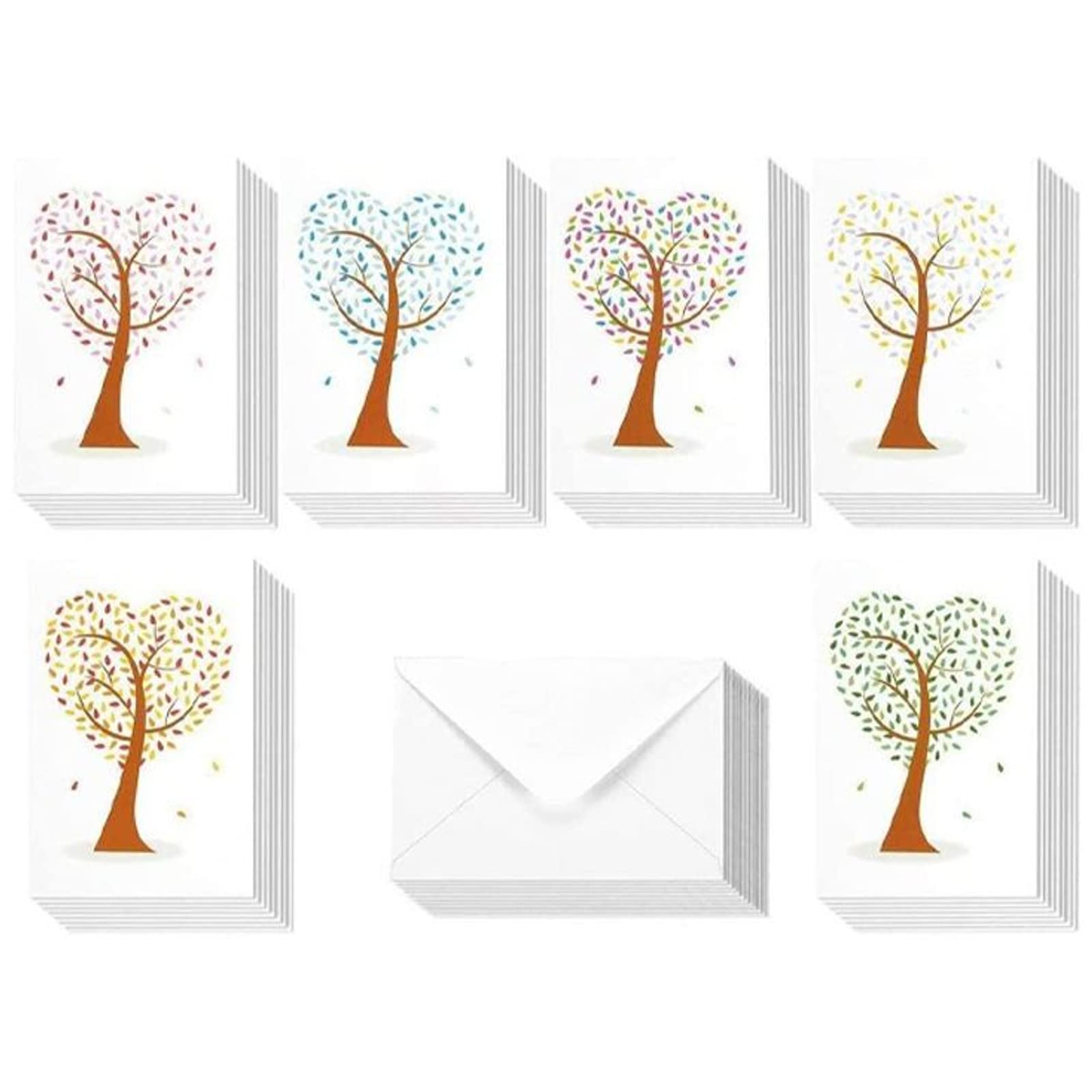 Amazon.com: All Occasion Blank Greeting Cards and Envelopes, Heart Shaped  Tree (4x6 In, 48 Pack) : Office Products