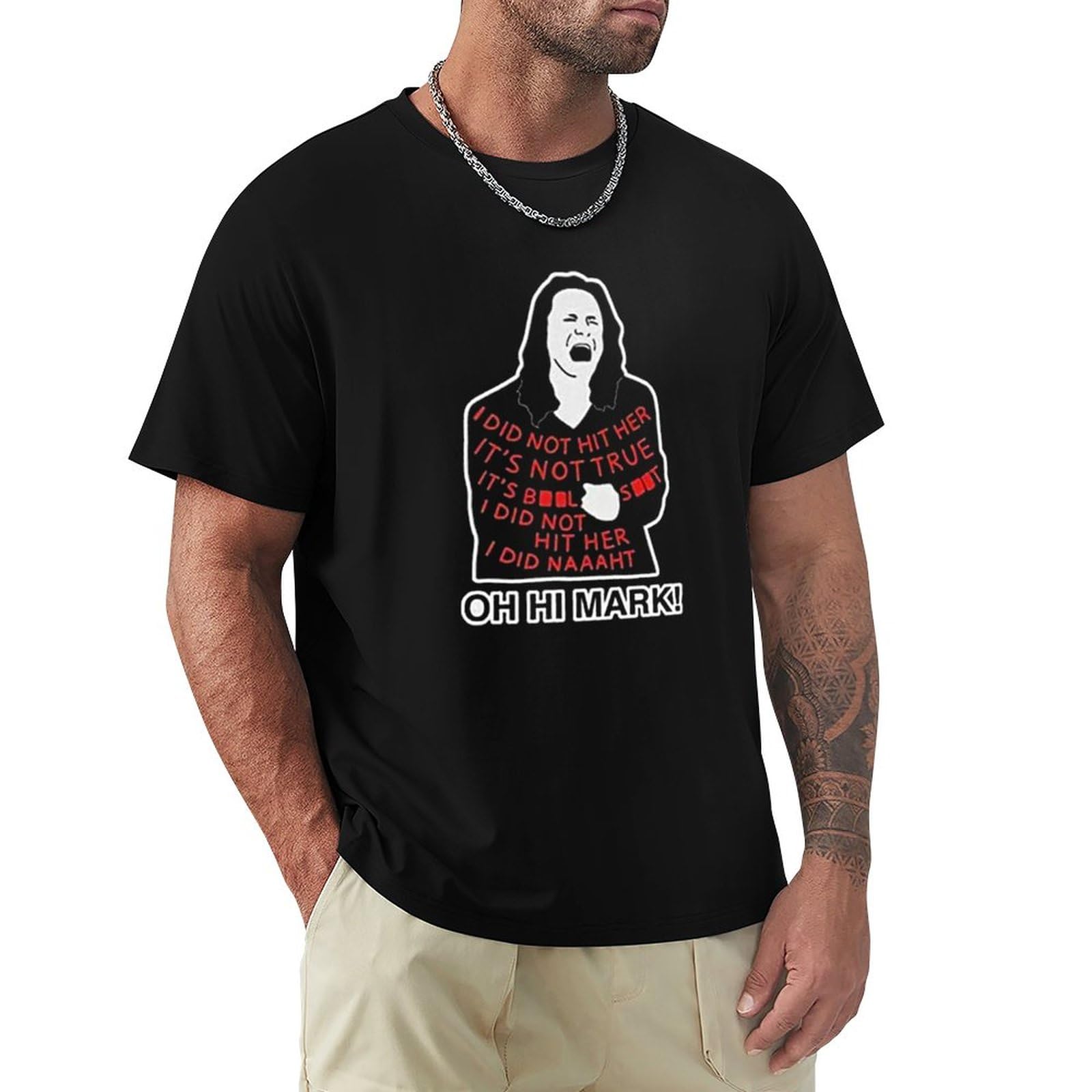 CdjShort Sleeve Tommy Wiseau The Room T-Shirt - Did Not Hit Her Oh Hi Mark Funny Cult Movie Film Shirt Top Sweatshirt