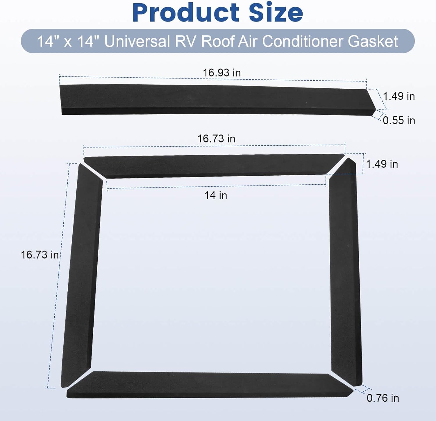 QCG RV Roof Air Conditioner Gasket, 14" x 14" AC Window Frame Gasket Kit for AC Install, Split-Type with Adhesive Backing Waterproof Compression Seal and Leveling Pads