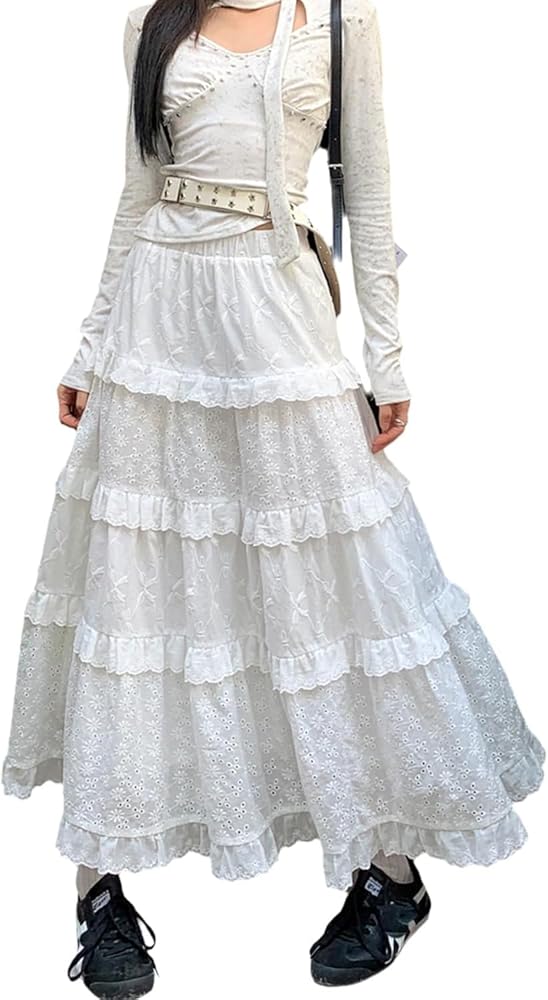 Amazon.com: AEJENNIO White Lace Maxi Skirts for Women Fashion A Amazon.com: AEJENNIO White Lace Maxi Skirts for Women Fashion A