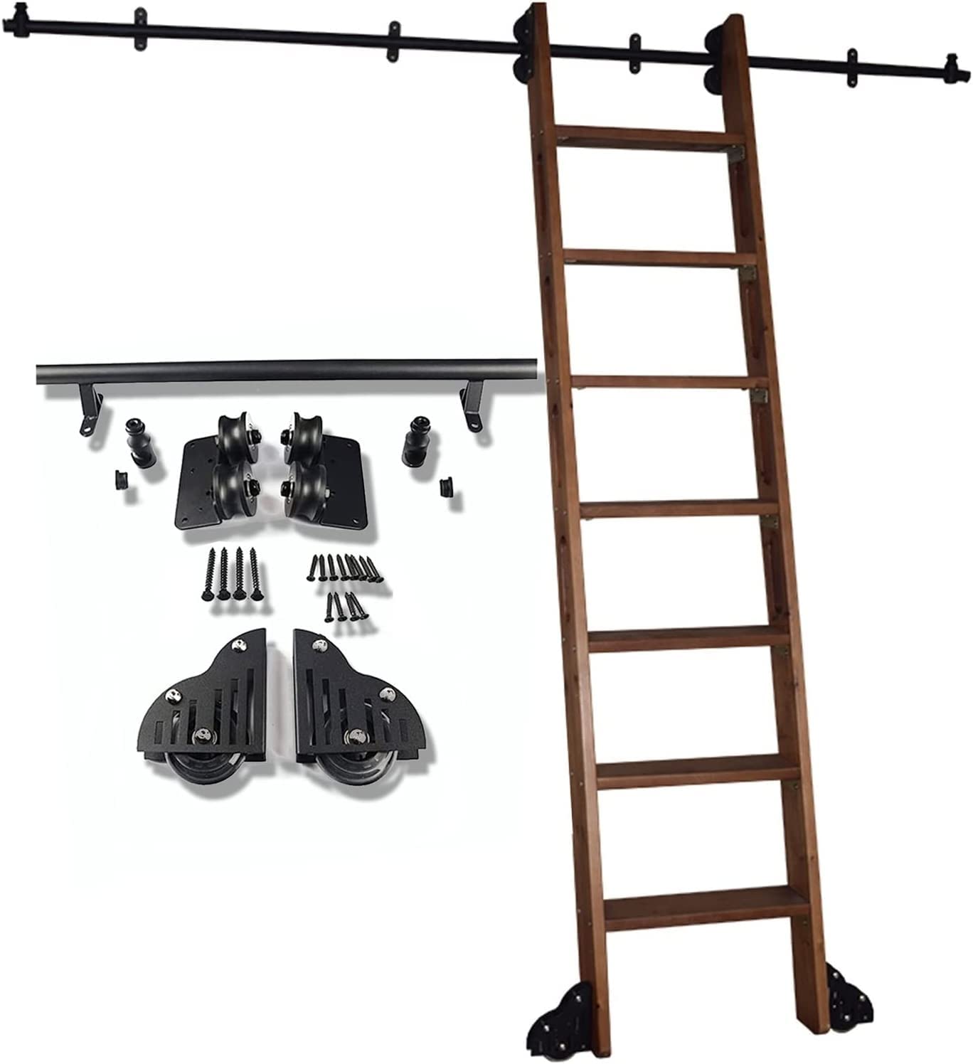 Kit quincaillerie échelle coulissante 300cm rail rond pour un déplacement fluide