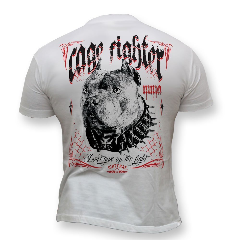 Dirty Ray Men's White Martial Arts Mma Cage Fighter Short Sleeve T-Shirt Dt1 (L)